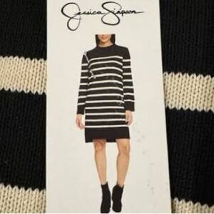 Jessica Simpson Black and White Striped Dress